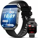 2026 Neu Smartwatch Herren mit EKG+HRV/BMI/Mikro-Gesundheitscheck/Harnsäure, 2,2' Upgrade 3D-Curved-Display Gesundheitsuhr mit 24H Herzfrequenz Blutdruck Körpertemperatur Schlafmonitor für Android/iOS