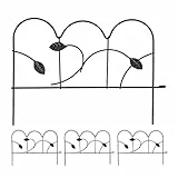 Relaxdays Beeteinfassung zum Stecken, 4 Zaunelemente, HxB: 28,5 x 39 cm, Metall, Beetzaun für Garten, Vintage, schwarz