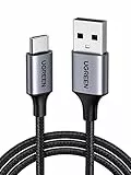 UGREEN USB C Ladekabel Nylon geflochtenes USB auf USB C Kabel Schnellladekabel kompatibel mit Galaxy S24 S24+ S23 S22 S21 A73 A72 A53; iPhone 16, 16 Pro, 16 Pro Max, 15(0.5M)