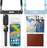 JOTO 2 Stück Groß Wasserdicht Handytasche Handyhülle, Waterproof Phone Case Unterwasser Hülle mit Lanyard für Bargeld Kreditkarte Uhr Geld Münzen Brieftasche -Schwarz/Blau