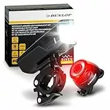 Dunlop Sports Fahrradlicht Set Fahrrad Licht - Extra helles LED mit Hochleistungs Akku - Fahrradbeleuchtung StVZO zugelassen OSRAM Fahrradlampe vorne und Rücklicht Lampe Bike Ligh, Schwarz