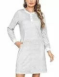 Jahetuul Nachthemd Damen Nachthemden für Damen Nachtwäsche Schlafshirt lang Nachtkleid mit Knopfleiste Sleepshirt Hauskleid für alle Altersgruppen