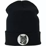 EXPRESS-STICKEREI Lustige Strickmütze - Warme Wintermütze mit Motiv Wolf - Strickmütze - Beanie für Damen und Herren - Unisex Wollmütze - Tiermotiv Haube mit Spruch