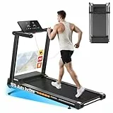 Klappbar Laufband für Zuhause mit 15% Automatische Steigung, 3.5 PS Laufband Steigung mit 12 HIIT Programme, Smart App, 1-14 km/h Walking Pad mit LED Anzeige, Pulsmessung, 136kg