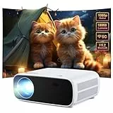 Full HD 1080P Beamer mit 4K Unterstützung, Bluetooth und WiFi, 18000 Lumen HD Display, Unterstützung 30-200 Zoll Projektionsgröße, Kompatibel mit iOS/Android/Laptop/Xbox (schwarz)