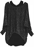 Emma & Giovanni - Damen Oversize Oberteile Tshirt/Pullover (2 Stück) / Made In Italy, L-XL, Schwarz