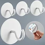 DEKAZIA® 4er-Set selbstklebende Deckenhaken Weiß – Extra Starke Rundhaken für Decke & Wand – Vielseitige Klebehaken, Garderobenhaken, Kleiderhaken & Wandhaken zum Kleben ohne Bohren Vintage