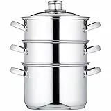 KitchenCraft Dampfgarerpfanne/Suppentopf mit 3 Behältern in Geschenkbox, Induktionssicher, Edelstahl, 18 cm, Silber