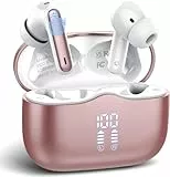 Kabellose Bluetooth Kopfhörer, in ear Kopfhörer Bluetooth 5.4 mit 4 ENC Noise Cancelling Mics, Tiefer Bass 40Std Spielzeit Kabellose Kopfhörer, IP7 Wasserdicht Sport Ohrhörer mit LED-Anzeige Roségold