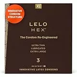 LELO HEX Respect, XL-Größe, luxuriöse Kondome mit einer einzigartigen hexagonalen Struktur, dünnes aber starkes Latexkondom, befeuchtet (3-er Pack)