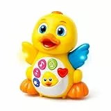 Hola Ballerin-Spielzeug für Babys – mit realistischen Entengeräuschen und interaktiven Knöpfen – Musikalisches Krabbelspielzeug – realistische Bewegung mit Flügeln und Pfoten – Geschenk für Babys ab 6