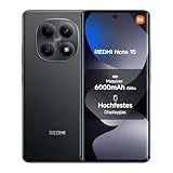 XIAOMI Redmi Note 15 Smartphone (8+128 GB) – 6000-mAh-Akku, wassergeschützt, 108-MP-Kamera, 6,77' FHD+ Display, Schwarz, 2 Jahre Garantie
