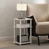 Furinno Just Beistelltisch – Kleiner Nachttisch & Nachtkonsole, weiße Schlafzimmermöbel, Beistelltisch für Wohnzimmer & Wohnaccessoires, einfache Montage