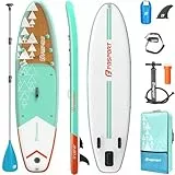 FBSPORT Aufblasbares SUP Board, Stand Up Paddling Board, Aufblasbare Stand Up Paddle Board für Stand-Up Paddling 15CM Dick, Surfbrett Kit mit Verstellbares Aluminium SUP Paddel+Pumpe(BrownGreen)