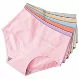 QINCAO Unterhosen Damen, 6er Pack Hohe Taille Slips Baumwolle Unterwäsche, Stretch Atmungsaktiv Panties Weich