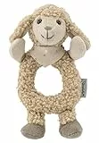 Sterntaler Greifling Schaf Flocke - Motorikspielzeug zum Rasseln, Fühlen und Spielen - Kuscheltier für Baby und Kinder mit Rassel als treuer Freund - Baby Spielzeug aus weichem Stoff, sandfarben