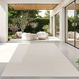 TT Home Teppich Für Outdoor Wetterfest Küchenteppich Balkon Terrasse Unifarbenes Design Modern, Farbe: Elfenbein, Größe:200x280 cm