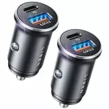 LISEN 2-Pack Zigarettenanzünder USB C Metall KFZ Ladegerät 54W Auto Ladegerat PD&QC3.0 12v USB Steckdose Schnelle Aufladung Auto Gadgets mit iPhone 16 15 Plus 14 13 Pro Max iPad Samsung S25 S24 17
