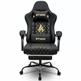 Symino Gaming Stuhl - Ergonomischer Bürostuhl im Racing Style, 200 kg Belastbarkeit, verstellbare Armlehnen, Vintage PU Leder, Gaming Chair mit Fußstütze