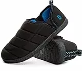 LongBay Herren Hausschuhe Memory Foam Campingschuhe Nylon Rutschfest für drinnen und draußen
