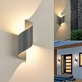 LED Wandleuchte Innen/Außen,10W Außenleuchte Wandlampe,IP65 wasserdichte Aussenleuchte 3000K Warmweiß Aussenleuchten,Modern Up Down Dekorative Wandlichter für Garten,Wohnzimmer,Schlafzimmer Anthrazit