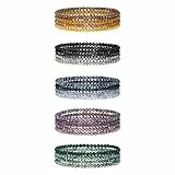 JewelryWe Perlenarmband Damen Elastisch Armband: 20er-Pack Boho Kristall Perlen Stretch-Armband Mehrschichtiges Steine Stapelbare Armkette Armreif Geschenk für Frau Freundin
