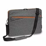 Pedea - Laptoptasche *Fashion* Notebook-Tasche bis 13,3 Zoll - Laptop Umhängetasche mit Schultergurt - Laptophülle grau/orange - Notebooktasche für Damen & Herren