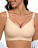BH Damen Ohne Bügel Push Up BH Gepolstert Soft Nahtloser BHS Seamless Bequemer T-Shirt BH Komfort Vollschalen Bra Klassische Bustier Starker Halt Bralette für Noamale Große Brüste Hautfarbe 4XL