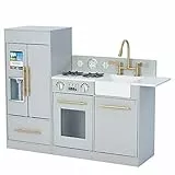 Grau Kinderküche Spielküche Kinderspielküche Holzküche Teamson Kids TD-12302A
