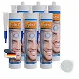 Triplesil Premium Silikon Dichtstoff – 6 ×310 ml Sanitärsilikon für fenster, Bad & Küche –Wasserbeständig–zum Abdichten-DIY Dichtmasse Innen & außenbereich (6x transparent)