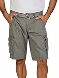 Timezone Cargo Shorts Herren mit Gürtel Regular Fit MaguireTZ Kurze Hosen Cargoshorts Sommer 100% Baumwolle, Größe:34, Farbe:Washed Grey (8122)