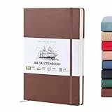 BEECHMORE BOOKS Skizzenbuch A4 (21,0 × 29,7 cm) – Hardcover aus Veganleder, 156 Seiten 160 g/m² | Perforiert, Lay-Flat, Blanko Skizzenblock, Geschenkbox, Skizzenblock für Zeichnen, Malen, Mixed Media
