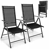 tillvex Gartenstuhl 2 Stück klappbar aus Aluminium | Hochlehner mit Armlehnen | Klappstuhl verstellbar | Klappsessel Balkon Garten Terrasse (Anthrazit)