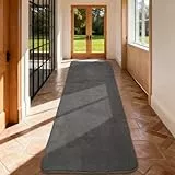 Puremy Teppich Läufer Flauschiger Kurzflor, Wohnzimmerteppich, 80X300, Dunkelgrau