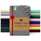 Utopia Bedding - Spannbettlaken 180x200cm - Grau - Oeko-Tex Zertifiziertes Gebürstete Polyester-Mikrofaser Spannbetttuch - 35 cm Tiefe Tasche