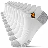 FORVEVO 10 Paar Sneaker Socken Damen 39-42，Sportsocken Herren Baumwolle, Atmungsaktive Laufsocken Kurz für Laufen Tägliche (Weiß)