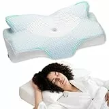 Elviros Orthopädisches Nackenkissen aus Memory Foam, Ergonomisches Kopfkissen Nackenschmerzen, für Rücken, Seiten und Bauchschläfer, Waschbarer, Kühler Kissenbezug, 64×(11,5/13)×40 cm