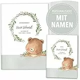 OLGS U-Heft und Impfpasshüllen Set 3-teilig | Cute Forest Bär | Untersuchungsheft Hülle & Impfpasshülle schöne Geschenkidee personalisierbar mit Namen und Geburtsdatum (U-Heft Set, personalisiert)