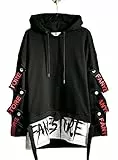 Hello MrLin Herren Techwear Japanischer Harajuku Kapuzenpullover Hip Hop Streetwear Urban Hoodie, Schwarz, 3XL