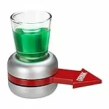 Relaxdays Trinkspiel Spin The Shot, Flaschendrehen, roter Pfeil, 2 cl Shotglas, lustiges Partyspiel, Shot Spinner, grau