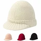 Gajaous Damen Winter Strickmützen mit Schirm, Lässige warme Beanie Mütze, Schnee Ski Caps für Männer