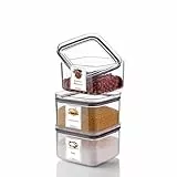 Ginza Maison 3er 0,5L Set Vorratsdosen mit Deckel Luftdicht - Frischhaltedosen mit Etiketten, BPA-Frei, Aufbewahrungsbox Küche für Müsli, Mehl, Zucker, Kunststoff, Kühlschrank & Vorratskammers