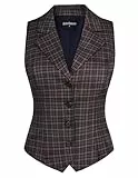 SCARLET DARKNESS Ärmellose Weste Mittelalter Kleidung Damen Vintage Plaid Anzugweste V-Ausschnitt Trachtenmieder Marineblau L