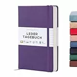 Beechmore Books Notizbuch liniert - A5, Lila Premium Hardcover Journal Buch aus veganem Leder, 120gsm creme Papier, inkl Geschenkbox, für Schriftsteller, Journalisten, Meetings & Studenten