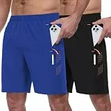 Zzkouine Sporthose Herren Kurz Leicht Trainingshosen Kurze Hosen Herren Sport Shorts Männer Sommer Jogginghose mit Reißverschlusstaschen 2er Pack, Schwarz/Blau XL