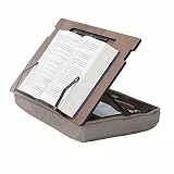 Vigo Wood Buchständer mit Stauraum, Buchhalter, Leseständer, Kochbuchhalter, Rezeptbuch Ständer, Holz Buchstützen zum Lesen, Kochbuchständer für die Küche, Buchhalter zum Lesen im Bett (Walnuss)