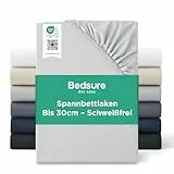 Bedsure Spannbettlaken 180x200cm Bis 30cm - Bettlaken 180 x 200 Boxspringbett, Oeko-TEX Zertifiziert Spannbetttücher, Gebürsteter-Mikrofaser, Hautfreundlich Weich & Pflegeleicht, Hellgrau