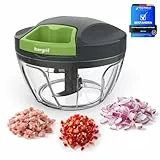 Ibergrif M501 Zwiebelschneider Manuell, Multifunktionaler Zwiebel Zerkleinerer, Multizerkleinerer mit Deckel, BPA-Frei, Easy Pull Zerkleinerer Manuell für Zwiebeln, Knoblauch, Nüsse