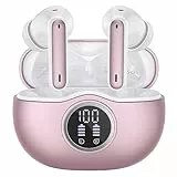 WHYKJTEK Bluetooth Kopfhörer, Kopfhörer Kabellos Bluetooth 5.3 In Ear mit Indicateur LED, 40 Std ENC Lärmreduzierung dual Mikrofon HiFi Stereo Kopfhörer, IP7 Wasserdicht in Ear Ohrhörer Roségold