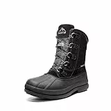 NORTIV 8 Herren Snow Winter Isolierte wasserdichte Outdoor-Stiefel,Size 48,Schwarz,170390-M